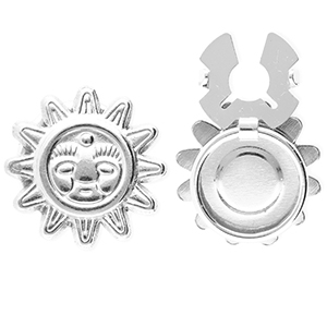 Knopfabdeckung aus Stainless Steel - Rostfreiem Stahl Sonne mit Gesicht Silver