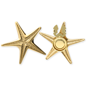 Knopfabdeckung aus Stainless Steel - Rostfreiem Stahl Seestern Gold