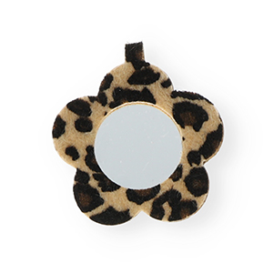 Statement-Anh&auml;nger Spiegel Blume mit Leopard-Print Beige-dark brown-black