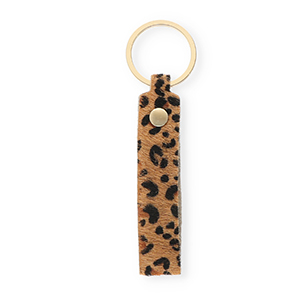 Schl&uuml;sselanh&auml;nger aus Leder mit Leopard-Print Tan brown-black-gold