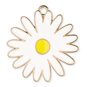 Metall Anh&auml;nger G&auml;nsebl&uuml;mchen Gold-white-yellow