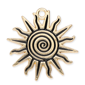 Metall Anh&auml;nger Sonne mit Spirale Gold-black