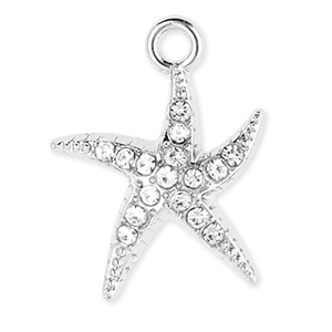 Metall Anh&auml;nger Seestern mit Strass Silver-transparent