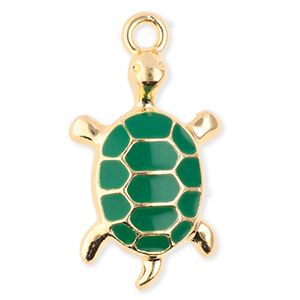 Metall Anh&auml;nger Schildkr&ouml;te Gold-green