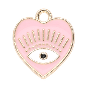 Metall Anh&auml;nger Herz Auge der Vorsehung Gold-light pink-white