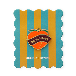 BY31&reg; Anstecker "Badass babe" auf Zierkarte Teal blue-burnt orange-salmon pink-bordeaux-gold