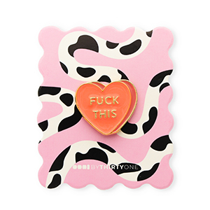 BY31&reg; Anstecker "Fuck this" auf Zierkarte Light pink-black-white-coral-gold