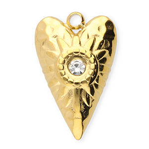 Stainless Steel - Rostfrei Stahl Anh&auml;nger Herz Gold-transparent