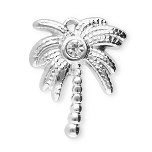 Stainless Steel - Rostfrei Stahl Anh&auml;nger Palme Silver-transparent