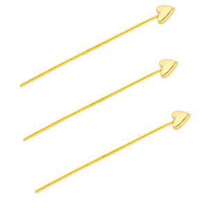 BY31&reg; Stainless Steel - Rostfrei Stahl Schmuckzubeh&ouml;r Nietstifte mit Herz 35 mm Gold