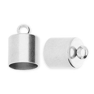 Stainless Steel - Rostfrei Stahl Schmuckzubeh&ouml;r Endkappen &Oslash;8 mm mit &Ouml;se Silver