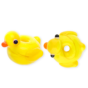 Handgefertigt Glasperlen Ente Yellow-orange-white-black