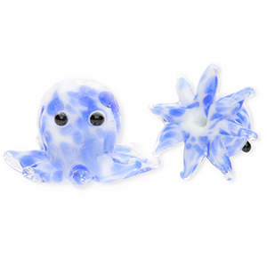 Handgefertigt Glasperlen Oktopus Blue-white