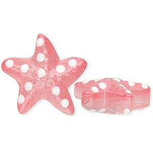 Handgefertigt Glasperlen Seestern Transparent coral pink-white