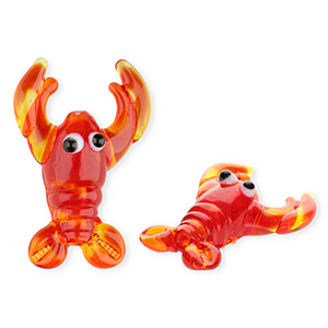 Handgefertigt Glasperlen Krebs Red-transparent orange