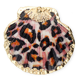 Muschel Anh&auml;nger Specials Jakobsmuschel Leopard Black-orange-gold