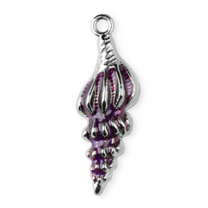 Stainless Steel - Rostfrei Stahl Anh&auml;nger Enamel Muschel Silver-purple