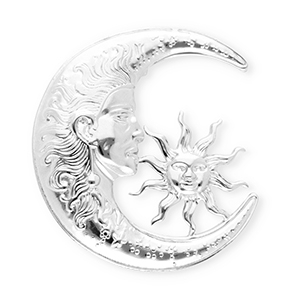 Stainless Steel - Rostfrei Stahl Statement Broschen Mond & Sonne Silver