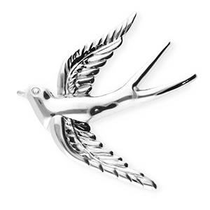 Stainless Steel - Rostfrei Stahl Statement Broschen Schwalbe Silver