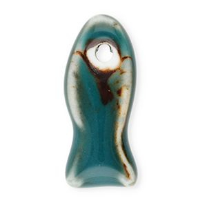 Perlen Keramik Fisch Dark teal blue-brown