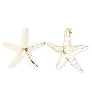 Trendy Ohrringe&nbsp;/&nbsp;Ohrstecker Enamel Seestern mit Rostfrei Stahl-Stecker Gold-white