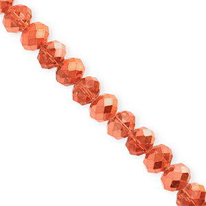 Top Glas Facett Perlen 8x6&nbsp;mm Rondellen Coral orange-pearl shine coating