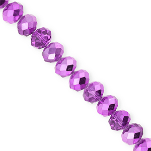 Top Glas Facett Perlen 8x6&nbsp;mm Rondellen Purple-pearl shine coating