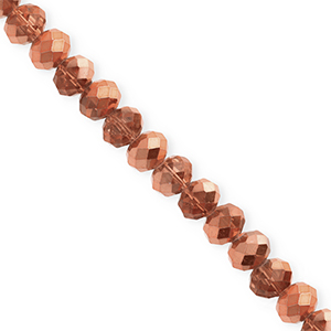 Top Glas Facett Perlen 6x5&nbsp;mm Rondellen Rose gold-pearl shine coating