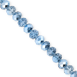 Top Glas Facett Perlen 6x5&nbsp;mm Rondellen Blue-pearl shine coating