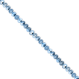Top Glas Facett Perlen 3x2&nbsp;mm Rondellen Blue-pearl shine coating