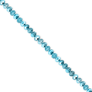 Top Glas Facett Perlen 3x2&nbsp;mm Rondellen Teal blue-pearl shine coating