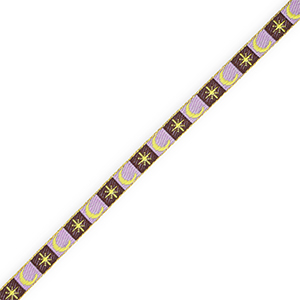 BY31&reg; Schmuckband mit Tekst Mond und Stern Dark brown-lavender purple-lime yellow-gold