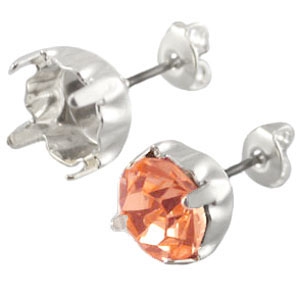 Ohrstecker DQ Metall f&uuml;r Swarovski Chaton SS39 Silber 