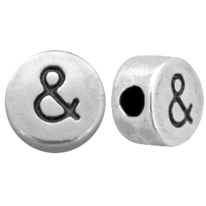DQ Metall Perlen Buchstabe & Antik silber (Nickelfrei)
