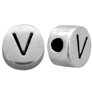DQ Metall Perlen Buchstabe V Antik silber (Nickelfrei)