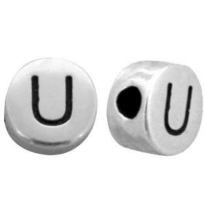 DQ Metall Perlen Buchstabe U Antik silber (Nickelfrei)