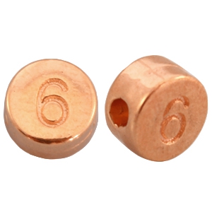 DQ Metall Zahlen Perlen&nbsp;# 6 rosegold (nickelfrei)