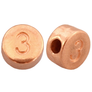 DQ Metall Zahlen Perlen&nbsp;# 3 rosegold (nickelfrei)