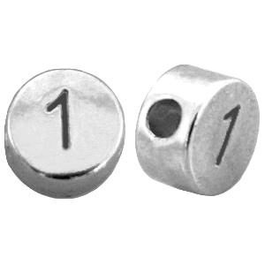 DQ Metall Zahlen Perlen&nbsp;# 1  Antik silber (Nickelfrei)