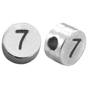 DQ Metall Zahlen Perlen&nbsp;# 7 Antik silber (Nickelfrei)