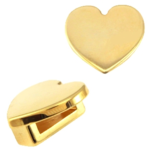 DQ Metall Cuoio Schieber Herz Gold
