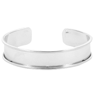 DQ Metall Basis Armband (f&uuml;r 10mm Kordel/Leer) Silber (nickelfrei)