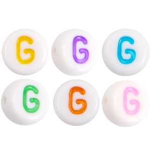 Buchstaben Perlen aus Acryl G Multicolor-Weiss
