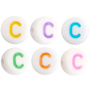 Buchstaben Perlen aus Acryl C Multicolor-Weiss