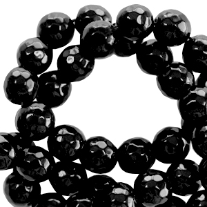 Naturstein Perlen Facett geschliffen 4mm Schwarz