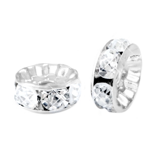 Strass Perlen Rondellen 6mm Silver-crystal