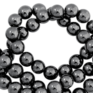 H&auml;matit Perlen rund 6mm Anthracite grey
