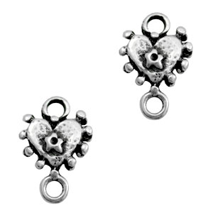 Metall Anh&auml;nger TQ Zwischenst&uuml;ck Herz Antique silber