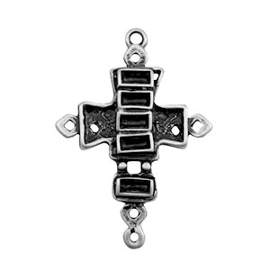 Metall Anh&auml;nger TQ Zwischenst&uuml;ck Kreuz mit Fassungen Antique silber