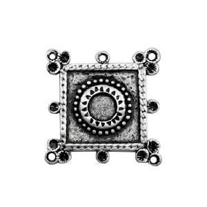 Metall Anh&auml;nger TQ viereckig mit Fassung f&uuml;r Swarovski PP32 Antique silber